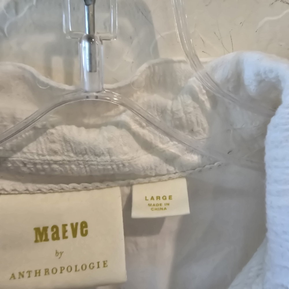 MAEVE by Anthropologie Aria White Textured Tie Waist Button down Midi Dress - Picture 7 of 8